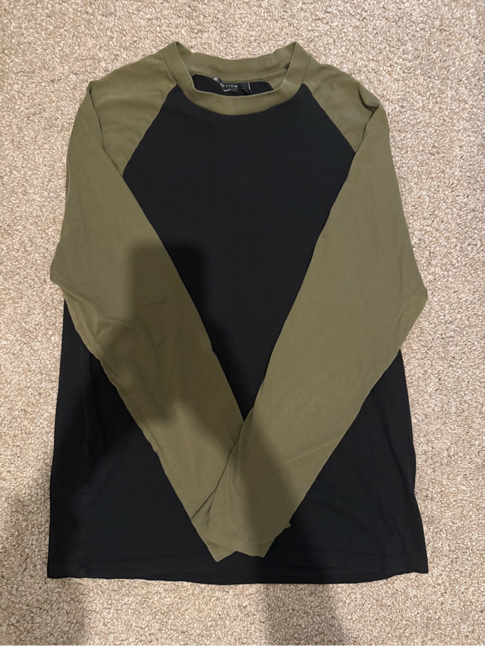 ASOS Olive Green and Black Raglan Long Sleeve Tee
